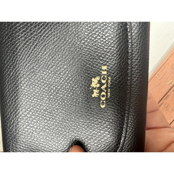 Coach Women Crossgrain Black Wallet F57584 Compact - Picture 9 of 16